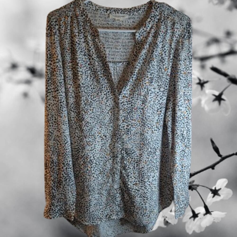 Beachlunchlounge Medium long sleeve button down front rayon casual woman's top